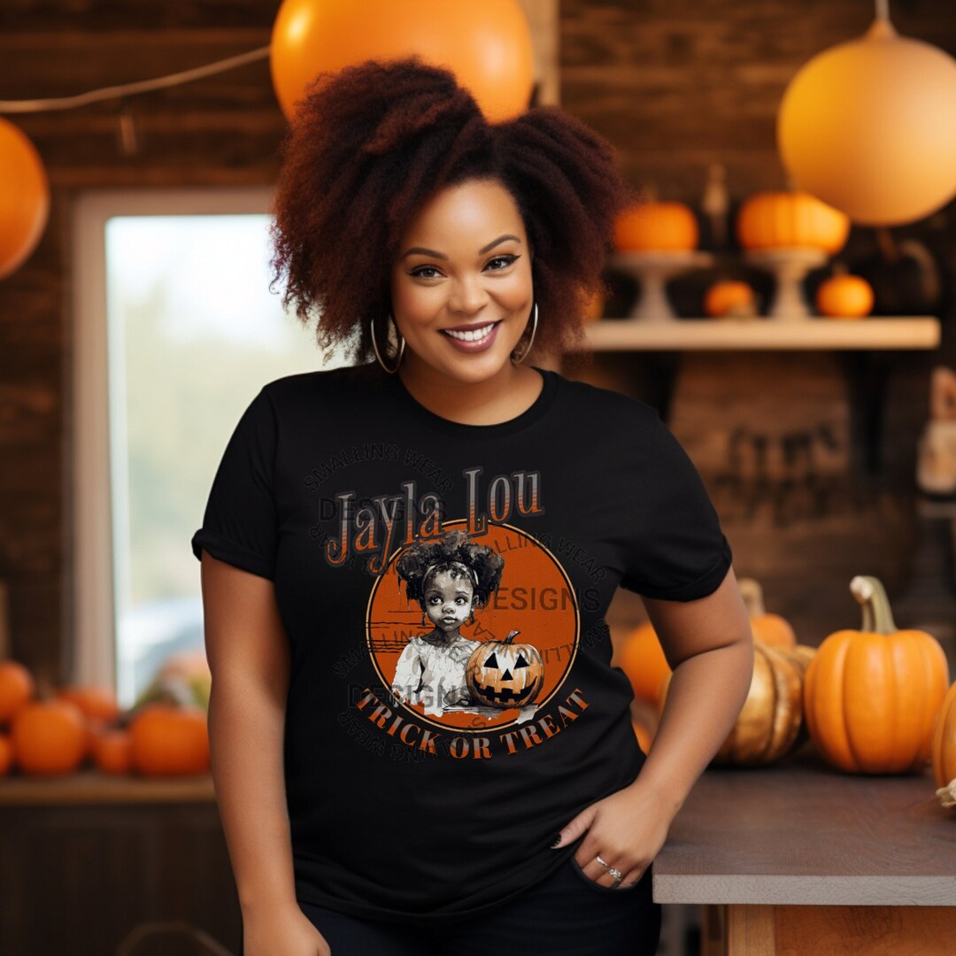 Camiseta de calabaza de Halloween personalizada, linda camiseta Jalya Lou,  personalizada personalmente, camiseta unisex de algodón grueso