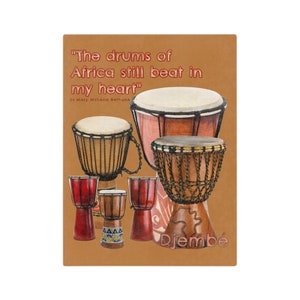 African Djembe Drums gift  for drummer  Velveteen Minky Blanket