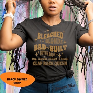 Maglietta della deputata Jasmine Crockett: maglietta femminista Bad Built, citazione divertente, regalo liberale