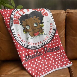 Personalized Betty Boop Throw Blanket: Polka Dot Velveteen Cozy Blanket