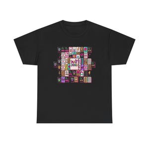 Mahjong Tile Collage Tee | Mahjong Tiles Pattern Shirt Black