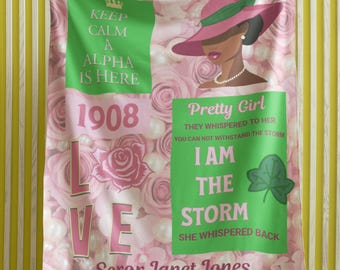 Pink Rose Velveteen Blanket: Alpha Sorority Throw