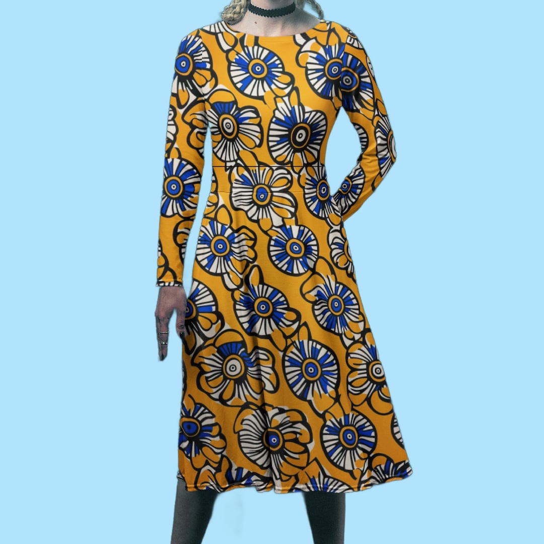 blue and yellow african print dress Yellow Blue Plus Size African Ankara Print Long Maxi Party Dress