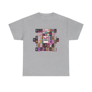 Mahjong Tile Collage Tee | Mahjong Tiles Pattern Shirt Sport Grey