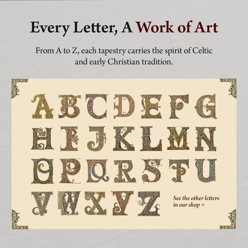 Medieval Lettering Template Letter X Tapestry Blanket – Medieval Alphabet, Collector's Wall Hanging ...