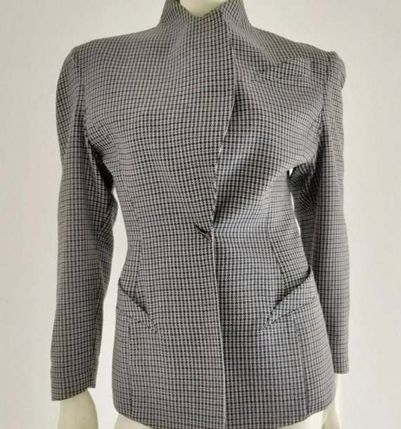 1980s Thierry Mugler grey houndstooth wool power … - image 6