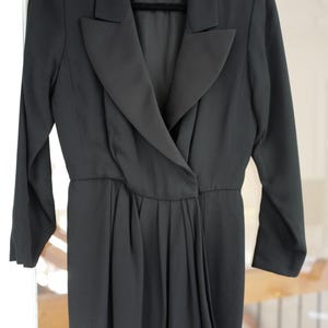 Vintage 1980s Yves Saint Laurent YSL Tuxedo Dress | 36