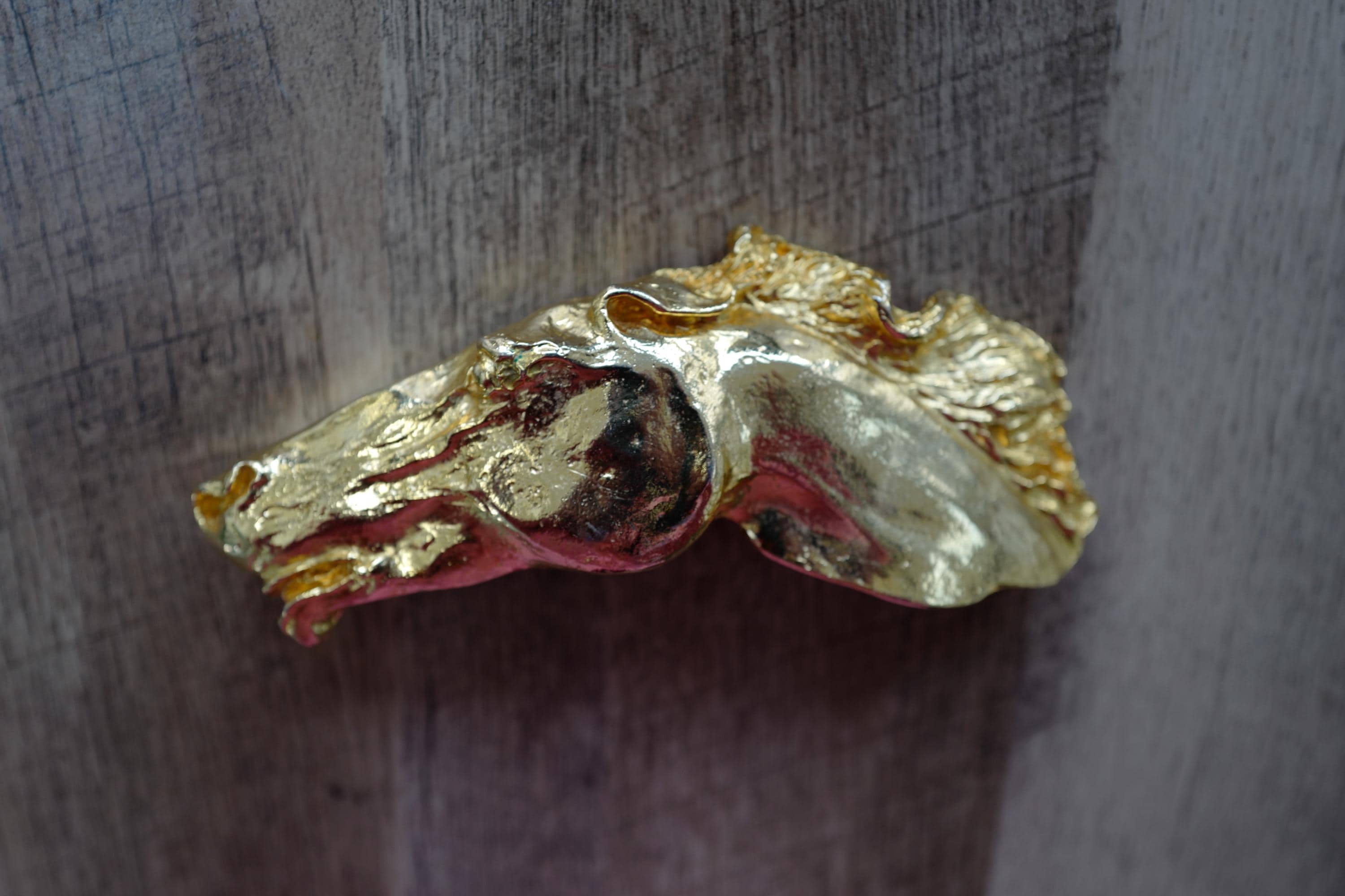 Vintage Christopher Ross Horse Head Belt Buckle ? Vintage Christopher Ross 1985 22k Golden Horse Head Buckle  main image 3