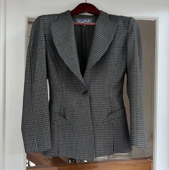 1980s Thierry Mugler grey houndstooth wool power … - image 1