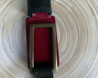 Vintage Carlisle Green & Burgundy Leather Belt - Etsy display picture 3