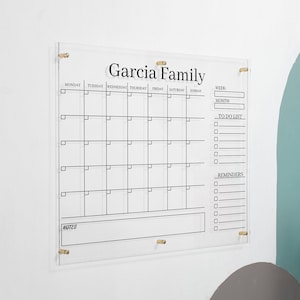 Personalized Acrylic Calendar for Home Scheduling and Organization,Dry Erase Board For Wall, Custom Dry Erase Calendar, Wall Calendar