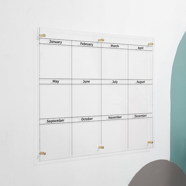 GOLD Text Yearly Planner 2024, Acrylic Wall Calendar, Acrylic Annual Calendar 2024, Acrylic Yearly Calendar 2024, Yearly Planner Board