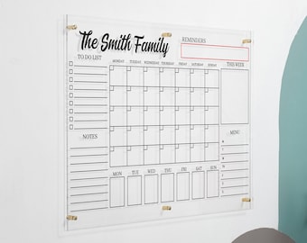 Family Acrylic Calendar, Family Planner, Personalized Dry Erase Board, Dry Erase Calendar, Acrylic Wall Calendar, Monthly Weekly Planner