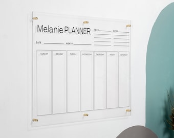 Acrylic Weekly Planner, Weekly Calendar, Acrylic Dry Erase Board, Personalized Family Planner, Glass Command Center, Acrylic Wall Calendar