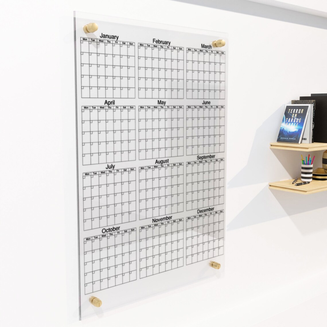 Acrylic Yearly Vertically Calendar 2023, Large Acrylic Wall Planner