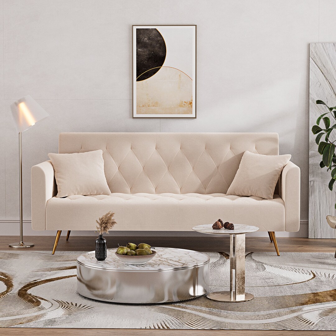 71 Upholstered Convertible Sofa Sofa Bed Family Size Etsy