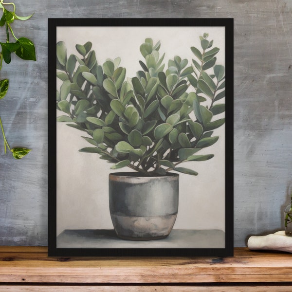 Minimalist ZZ Plant Digital Art Print, Botanical Artwork, Living Room Decor, Minimalist Wall Art, Printable Wall Art, Plant Enthusiast