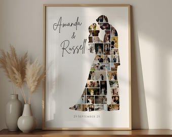 Couple Photo Collage, Anniversary Photo Collage, Custom Wedding Photo Collage, 1st Anniversary Gift, Wedding Memory Collage