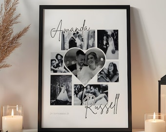 Couple Photo Collage Template, Couple Photo Frame, Wedding Photo Frame, Wedding Photo Gift, Anniversary Photo Collage, Couple Wall Art