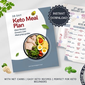 Plan de alimentación cetogénica de 28 días, plan de alimentación cetogénica bajo en carbohidratos de 1500 calorías para bajar de peso, recetas cetogénicas fáciles, plan de alimentación cetogénica con carbohidratos netos