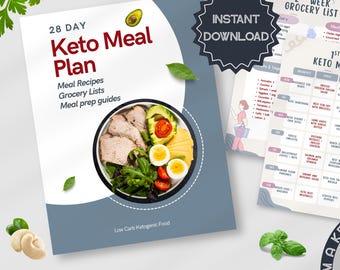 28 Day Keto Meal Plan, 1500 Calorie Plan Ketogenic, Low Carb Meal Plan, Weight Loss Meal Plan Keto Recipe Book Printable Keto Diet Food List
