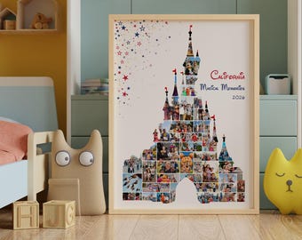 Theme Park Vacation Photo Collage, Castle Photo Collage, Magical Vacation Picture Frames Paris, Magic Photo Frame Best Seller Wall Art