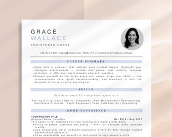 Nursing Resume Template for Word & Pages Resume, RN Resume, New Grad Nurse Practitioner Resume CV Template Registered Nurse Resume ATS