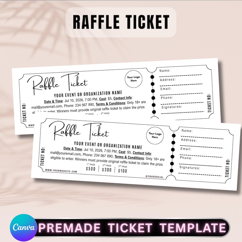 Raffle Calendar Template - Etsy