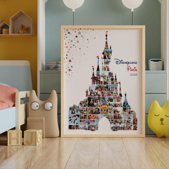 Disneyland Photo Collage, Disneyland Castle Photo Collage, Disneyland Paris Picture Frames Disneyland Paris Photo Frame Best Seller Wall Art