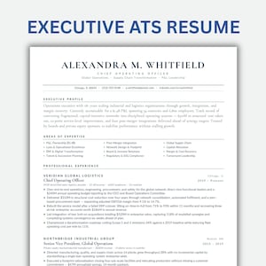 Modèle de CV moderne pour cadres dirigeants, CV compatible ATS, CV professionnel, CV de PDG, Modèles modifiables pour Word et Apple Pages