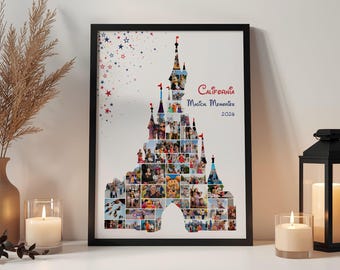 Castle Photo Collage, Theme Park Paris Vacation Memories Collage, Magical Family Memories Picture Frame, Disney Inspired Picture Collage