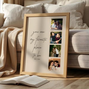 Romantic Couple Photo Collage Frame, Our Love Story Picture Collage, Wedding Photo Poster, Gift for Partner Couples Memory