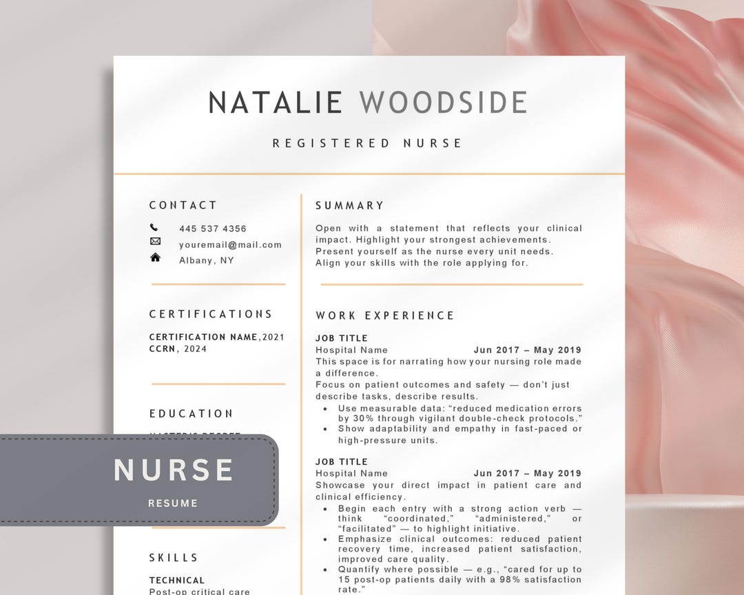 Usrn Cv Example RN Nurse Resume Template Word & Apple Pages Resume, RN Resume Template ...