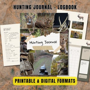 Diario de caza de ciervos, regalo para cazadores de ciervos de cola blanca, regalo para amantes de la naturaleza, regalo para cazadores con arco y cazadores de alces, álbum de recuerdos de caza y aventuras