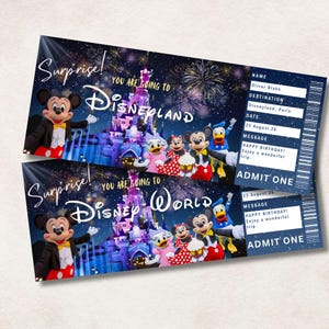 Entrada para Disneyland París, Entrada para Disneyland, Revelación de Disneyland París, Entrada para Disneyworld, Revelación del viaje a Mickey Mouse World, Entradas para parques temáticos
