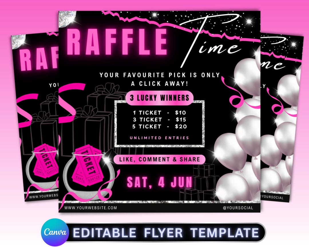 Raffle Flyer, Giveaway Flyer, DIY Flyer Design Template, Raffle Ticket ...