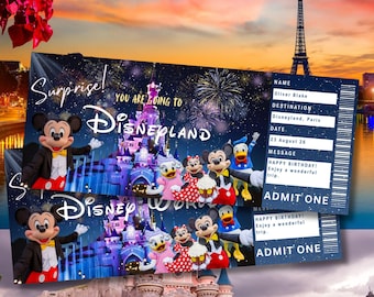 Disneyland Ticket Surprise Trip Reveal Gift, Disney World Ticket Disneyland Paris Tickets, Disney Trip 2026 Reveal Vacation Tickets