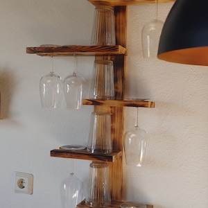 Wine glass rack upright for six glasses, space-saving, rustic pallet furniture