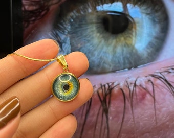 IRIS ANHÄNGER Handbemalter Augenanhänger nach Maß, Iris Halskette, Valentinstag Geschenk, Iris Halskette, Jahrestagsgeschenk