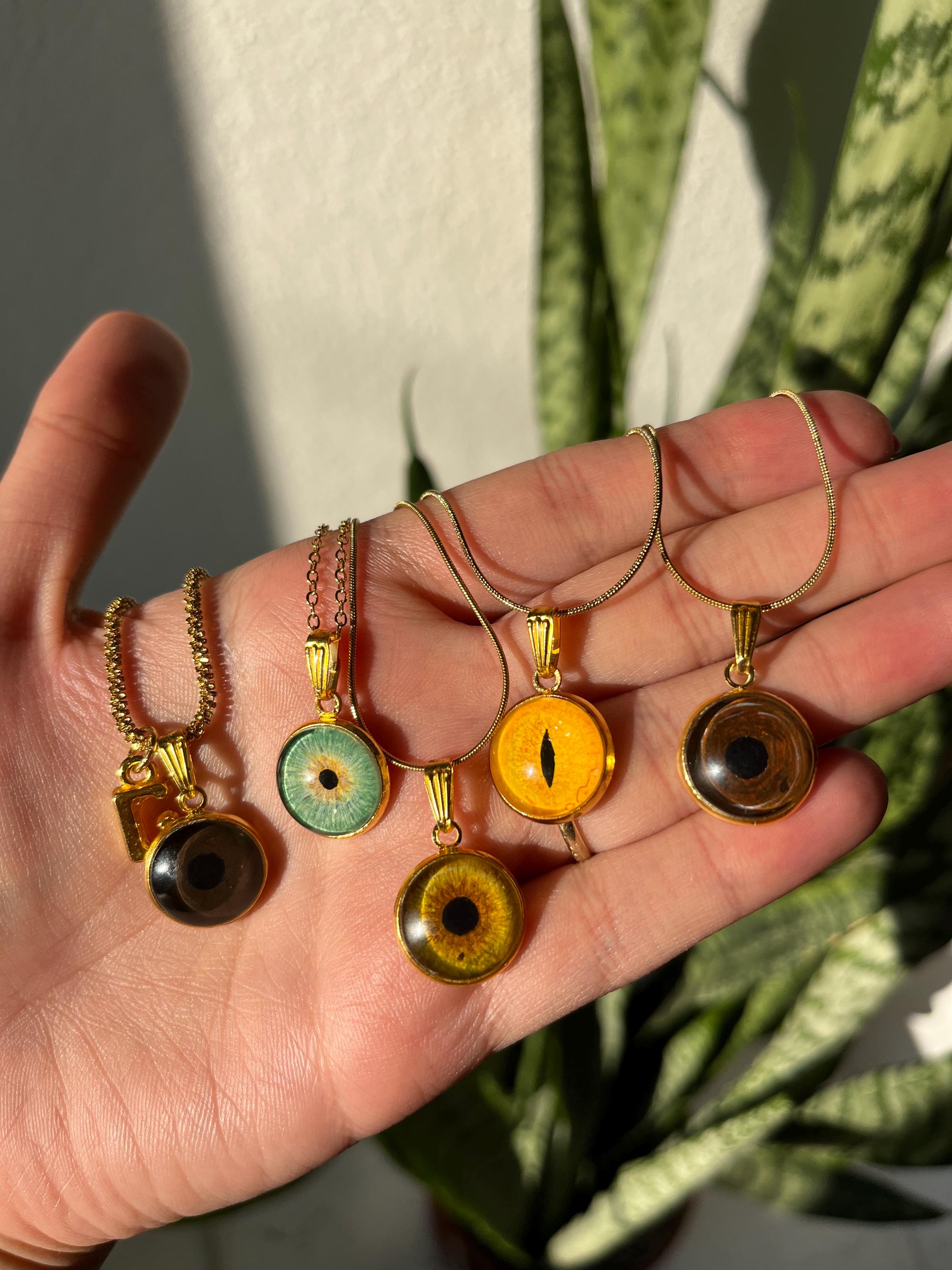HANDBEMALTER AUGE Schmuck, Aquarell Iris Anhänger, handgemalte Iris Halskette, personalisierte Gedenkanhänger, benutzerdefinierte Gedenkgeschenk,