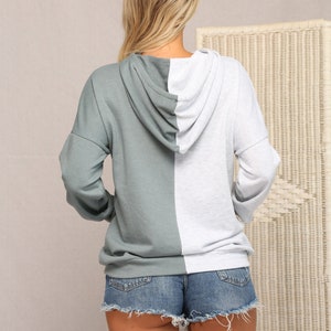 Chic Comfort Upgrade: Color-Blocked French Terry Hoodie Sweatshirt image 10