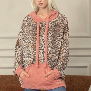 Wild & Cozy: Animal Print Waffle Hoodie for Trendy Comfort image 8