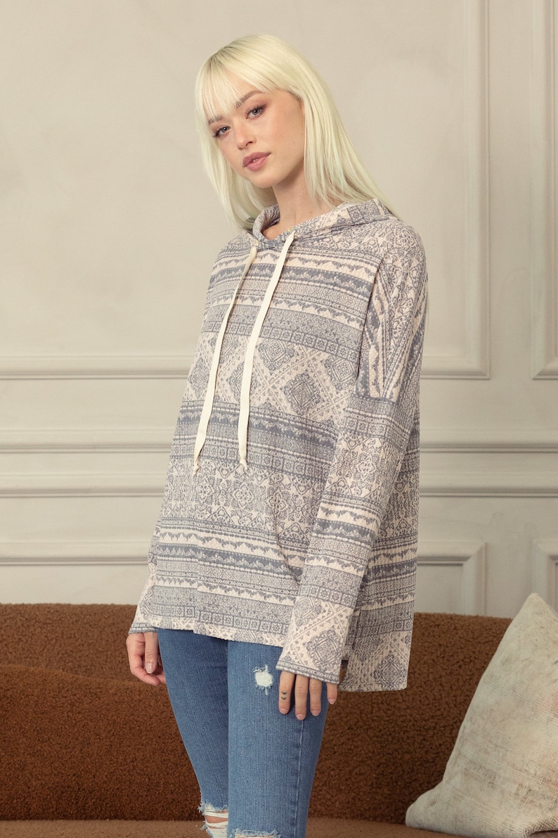 Warm Hugs and Boho Prints: Aztec Waffle Knit Hoodie image 9