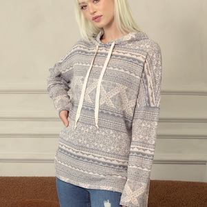 Warm Hugs and Boho Prints: Aztec Waffle Knit Hoodie image 8