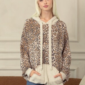 Wild & Cozy: Animal Print Waffle Hoodie for Trendy Comfort image 5