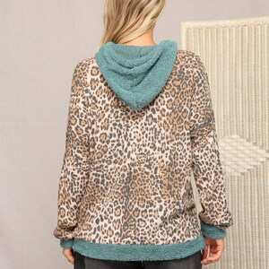 Wild & Cozy: Animal Print Waffle Hoodie for Trendy Comfort image 4