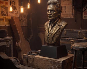 Johnny Cash-buste - sculpturaal standbeeld, bureaudecor, cadeau voor muziekliefhebbers