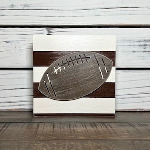 Football Decor,  5x5 Inch Football Shelf Sitter, Sports Decor, Boy&#39;s Room Football Decor, Boy&#39;s Nursery Decor