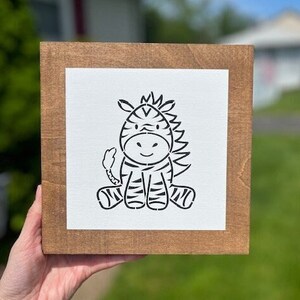 Zebra Home Decor, Safari Animal Wall Art, Nursery Decor, Neutral Color Zebra Decor, Neutral 8x8 Inch Wood Zebra Sign, Baby Zebra Wall Art