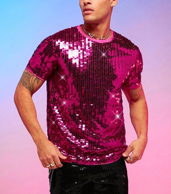 Men Shiny Sequin Shirt Sparkle Party Shirt Perfect Club - Etsy